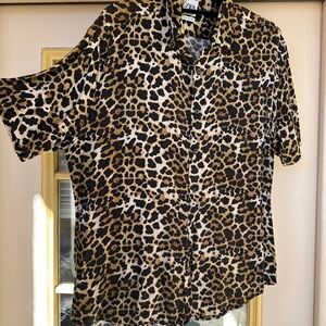 Leopard Print Button-Up Shirt